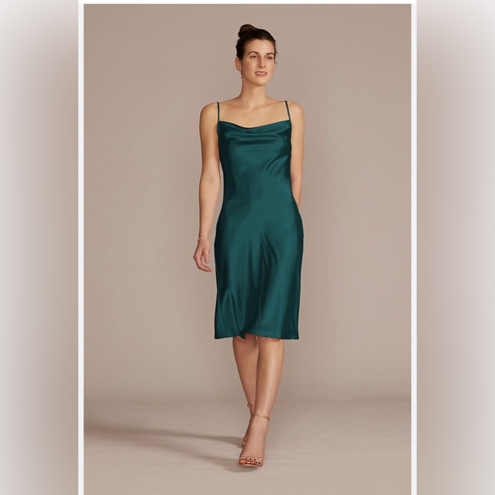 XXXiticat Emerald Satin Cowl Neck Slip Dress XL NWT Midi Cocktail Party